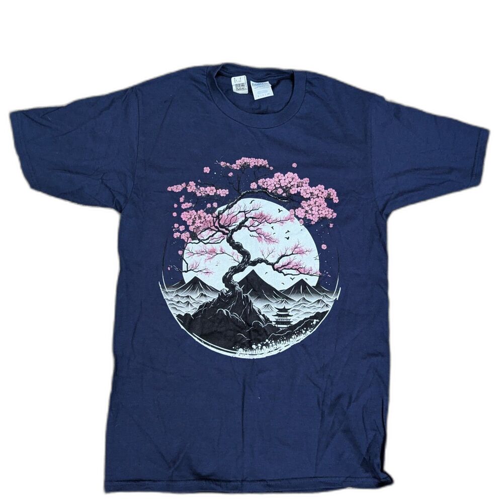 Port & Company Japanese Sakura Garden Geisha T-Shirt Women’s Small Tee